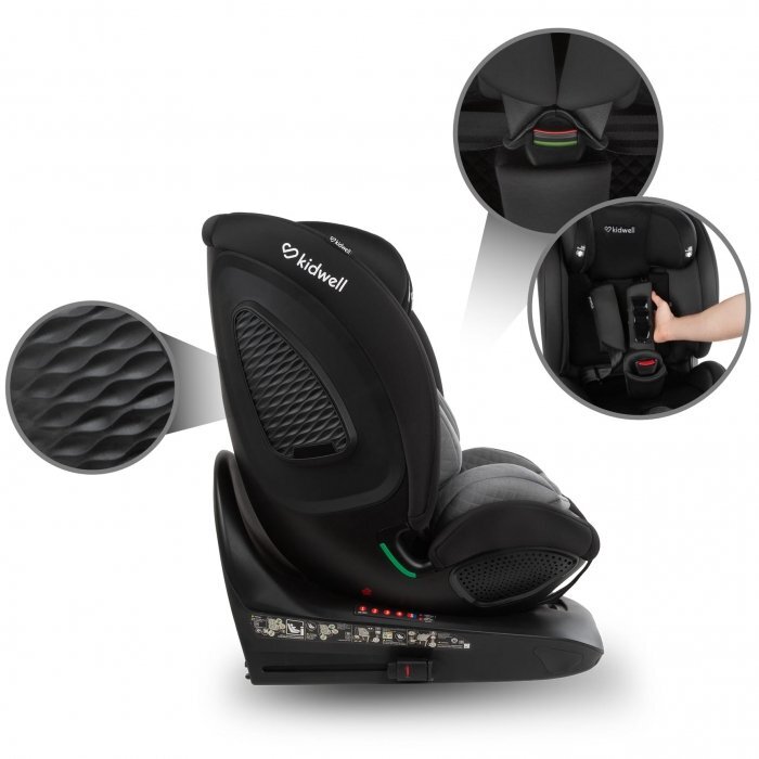 Kidwell Scaun auto GoCar Negru-Gri cu isofix grupa 40-135 cm i-Size omologare R129 rotativ 360 protectie laterala ASP