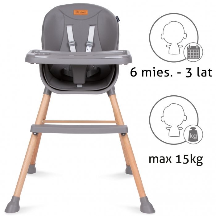 Kidwell Scaun de masa 4 in 1 Eatan Wood Gray