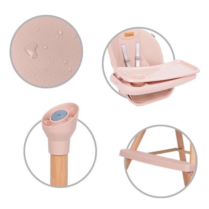 Kidwell Scaun de masa 4 in 1 Eatan Wood Pink