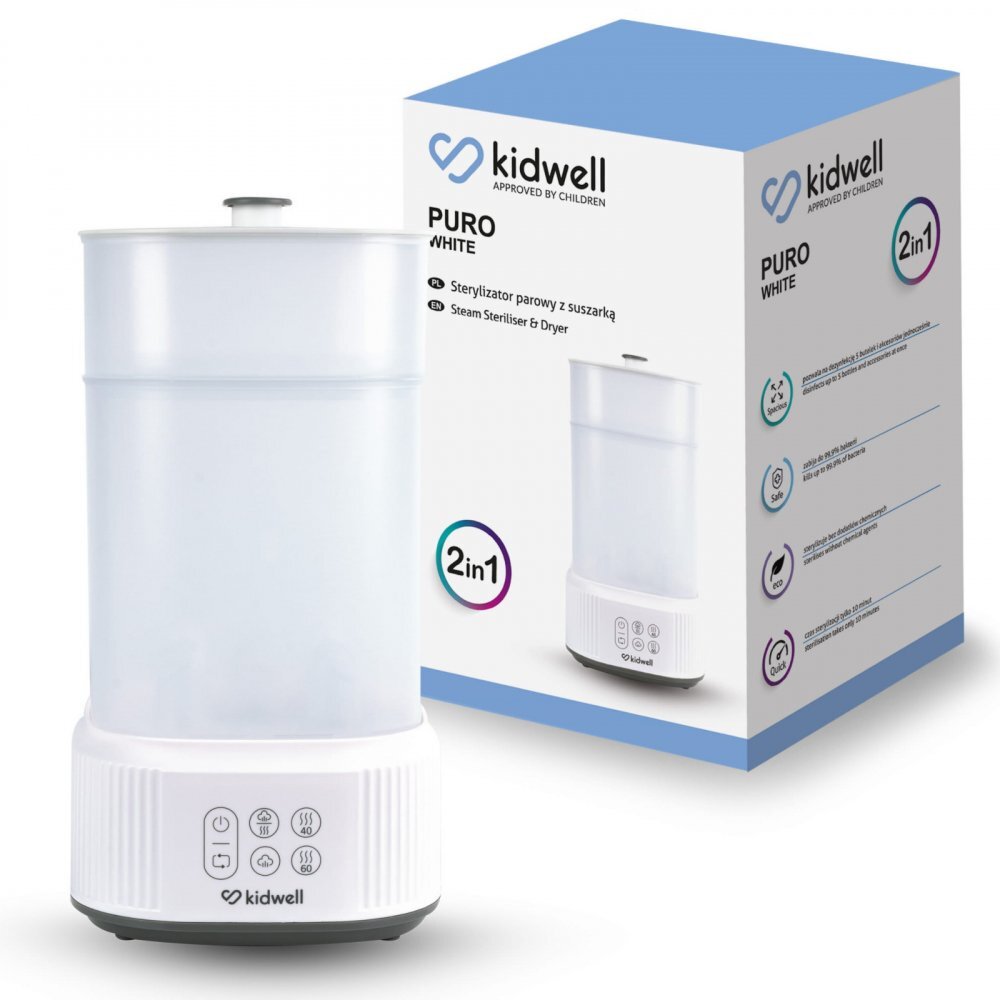 Kidwell Sterilizator cu abur pentru biberoane si accesorii cu uscator integrat Puro 2 in 1