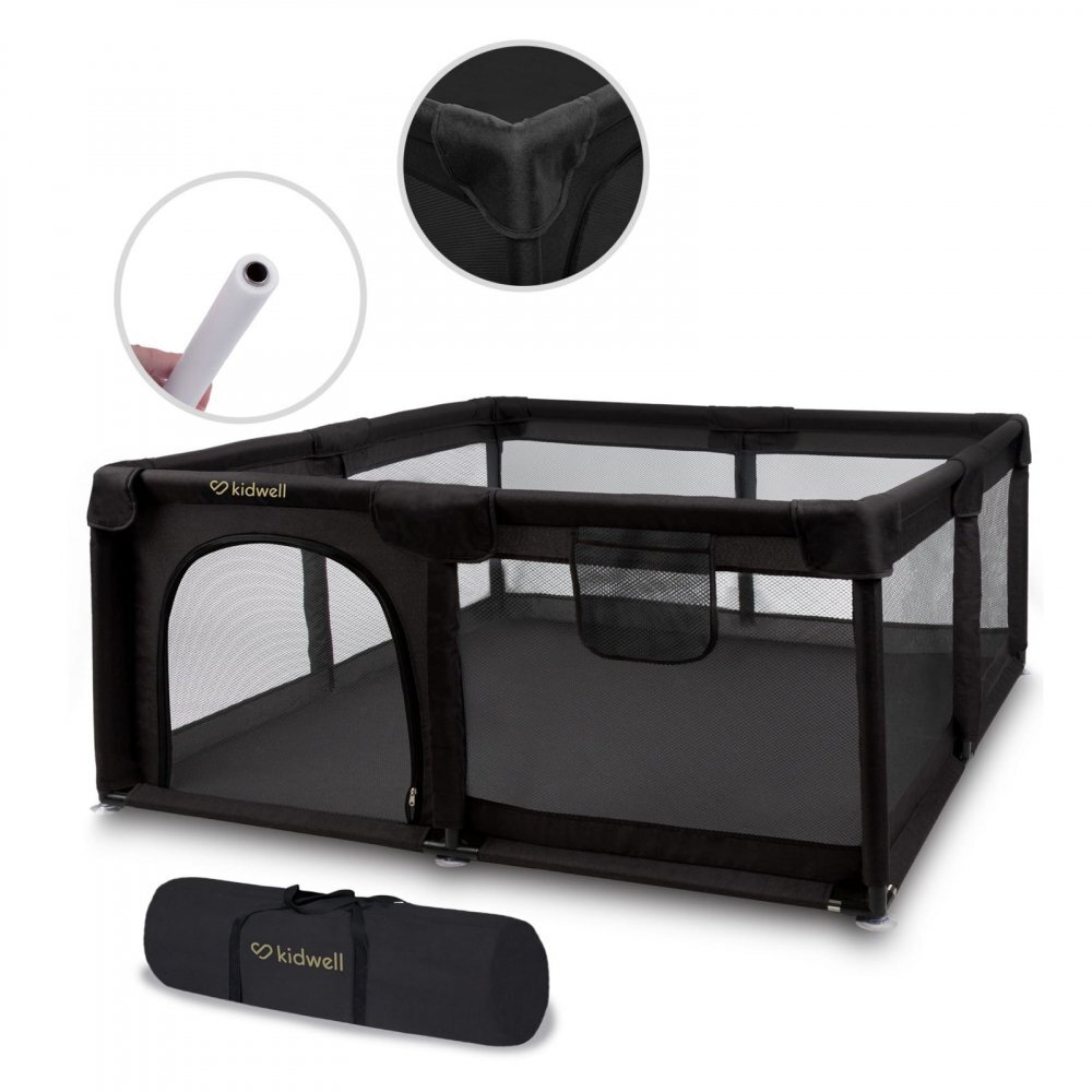 Kidwell Tarc de joaca fanko negru 130x130 cm