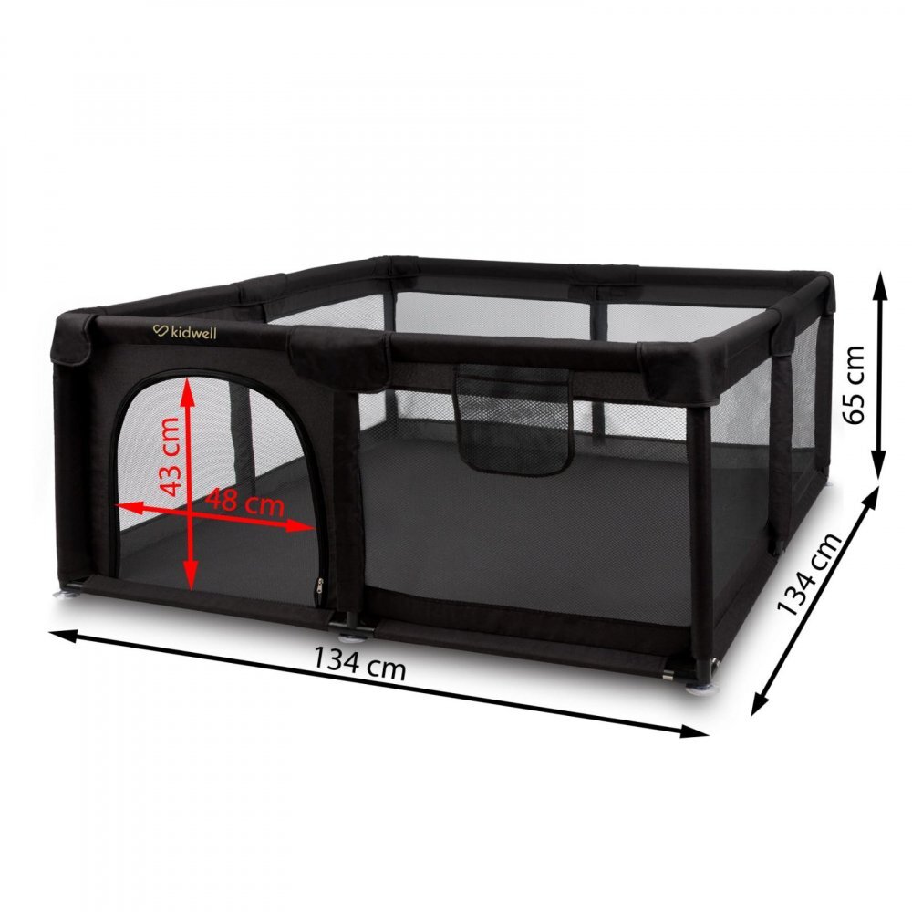 Kidwell Tarc de joaca fanko negru 130x130 cm