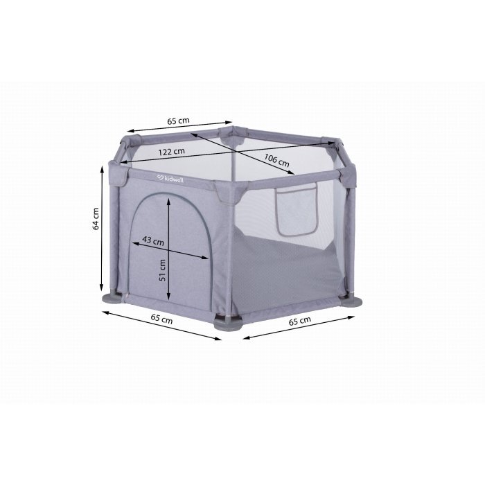 Kidwell Tarc de joaca hexagonal pentru copii 122 x 106 cm Fanko Gray