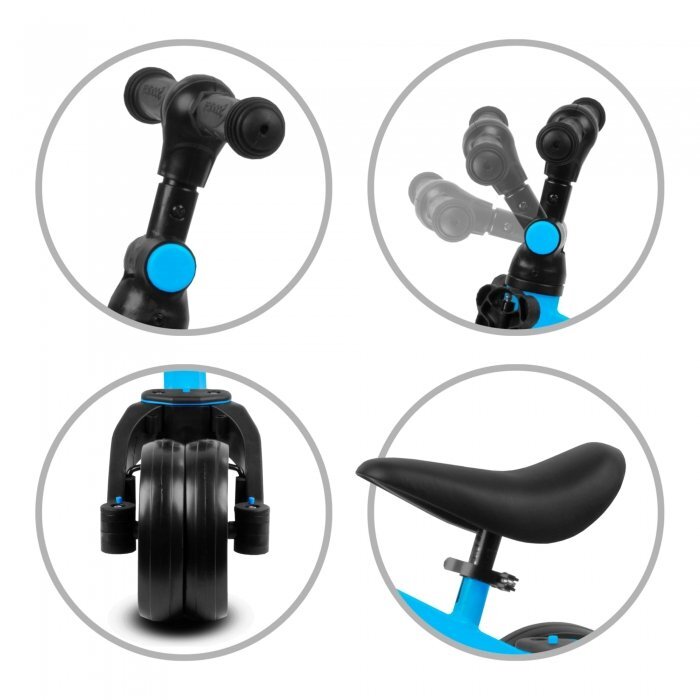 Kidwell Tricicleta pentru copii Pico Blue cu pedale 3 in 1 scaun reglabil pe inaltime reglarea in 3 trepte a distantei dintre ghidon si copil potrivita pentru inaltimea unui copil 90 - 124 cm