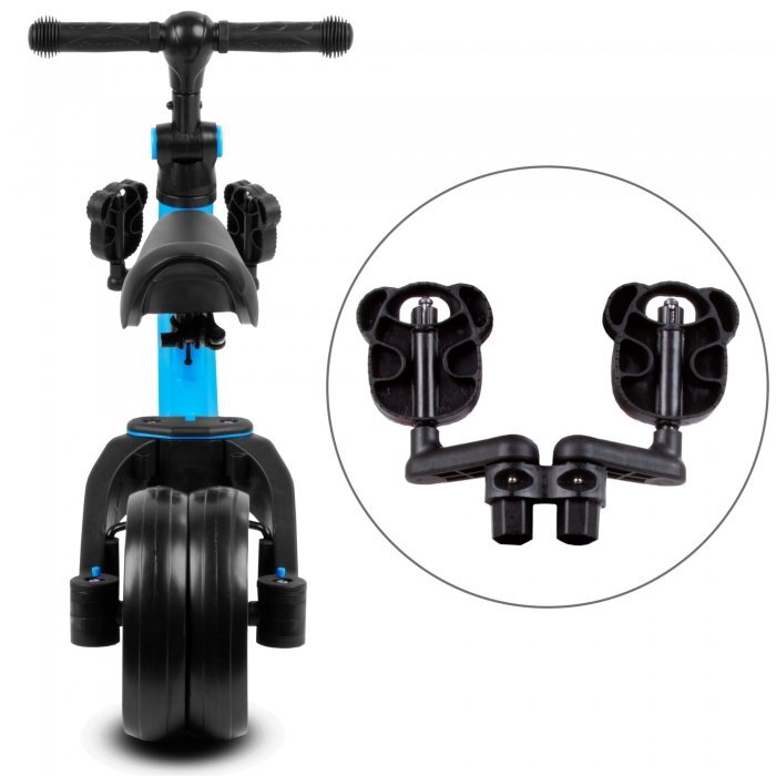 Kidwell Tricicleta pentru copii Pico Blue cu pedale 3 in 1 scaun reglabil pe inaltime reglarea in 3 trepte a distantei dintre ghidon si copil potrivita pentru inaltimea unui copil 90 - 124 cm