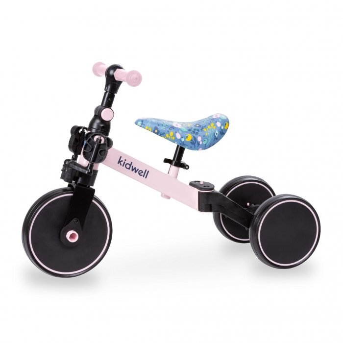 Kidwell Tricicleta pentru copii Pico Flower 3 in 1 cu pedale cu scaun reglabil in inaltime roti din spuma Eva potrivita pentru inaltimea unui copil 90 - 124 cm