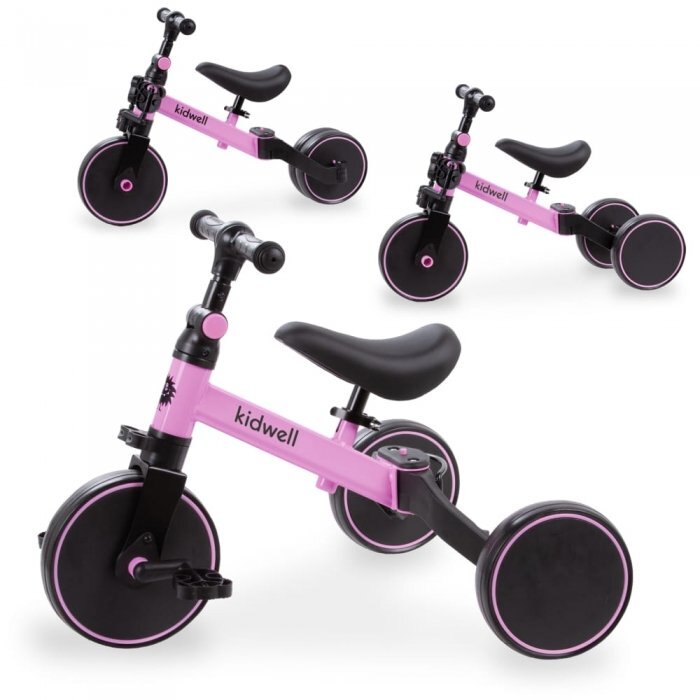 Kidwell Tricicleta pentru copii Pico Pink cu pedale 3 in 1 scaun reglabil pe inaltime reglarea in 3 trepte a distantei dintre ghidon si copil potrivita pentru inaltimea unui copil 90 - 124 cm