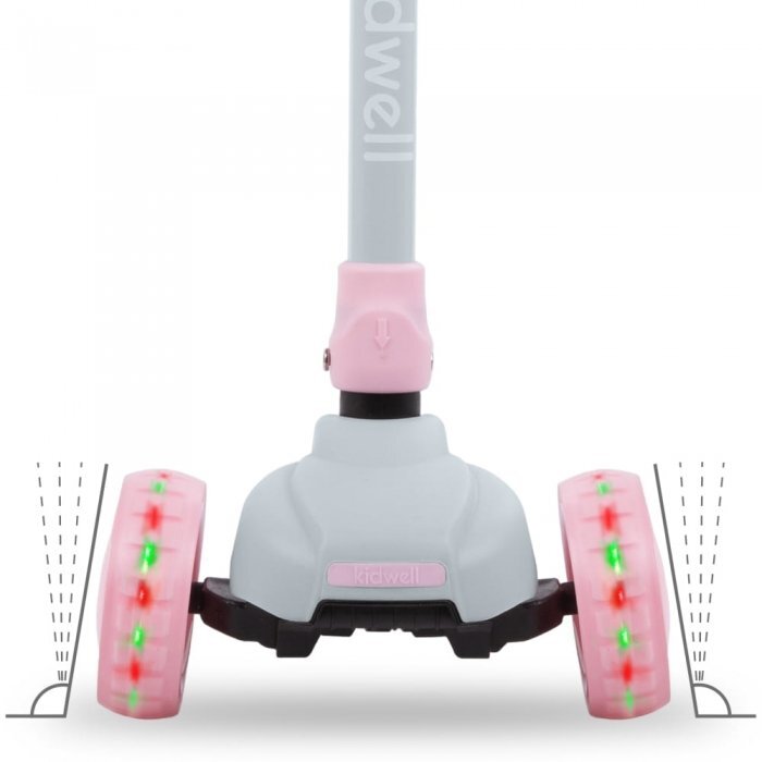 Kidwell Trotineta Jax Gray Pink cu 3 roti pliabila reglabila din aluminiu greutate admisa 50 kg varsta 3 ani+
