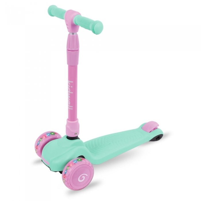 Kidwell Trotineta Jax Mint Pink cu 3 roti pliabila reglabila din aluminiu greutate admisa 50 kg varsta 3 ani+