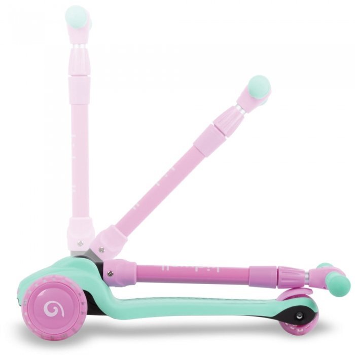 Kidwell Trotineta Jax Mint Pink cu 3 roti pliabila reglabila din aluminiu greutate admisa 50 kg varsta 3 ani+