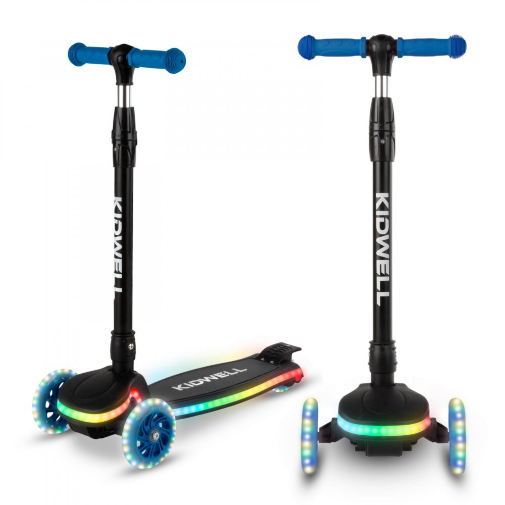Kidwell Trotineta pentru copii Lumo Blue cu 3 roti platforma si roti Led pliabila reglabila 3+ ani