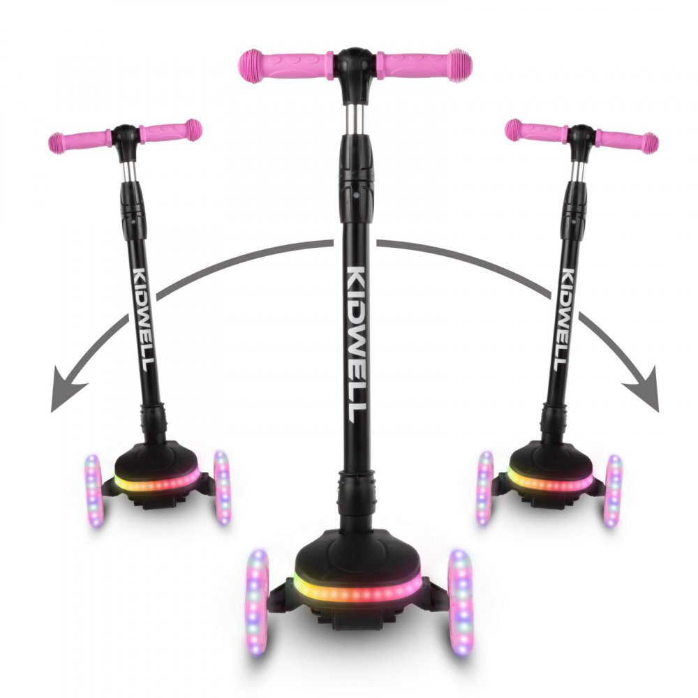 Kidwell Trotineta pentru copii Lumo Pink cu 3 roti platforma si roti Led pliabila reglabila 3+ ani