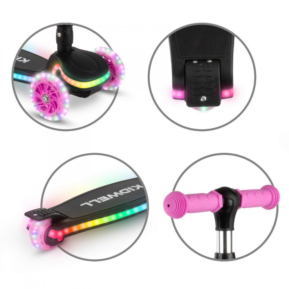 Kidwell Trotineta pentru copii Lumo Pink cu 3 roti platforma si roti Led pliabila reglabila 3+ ani