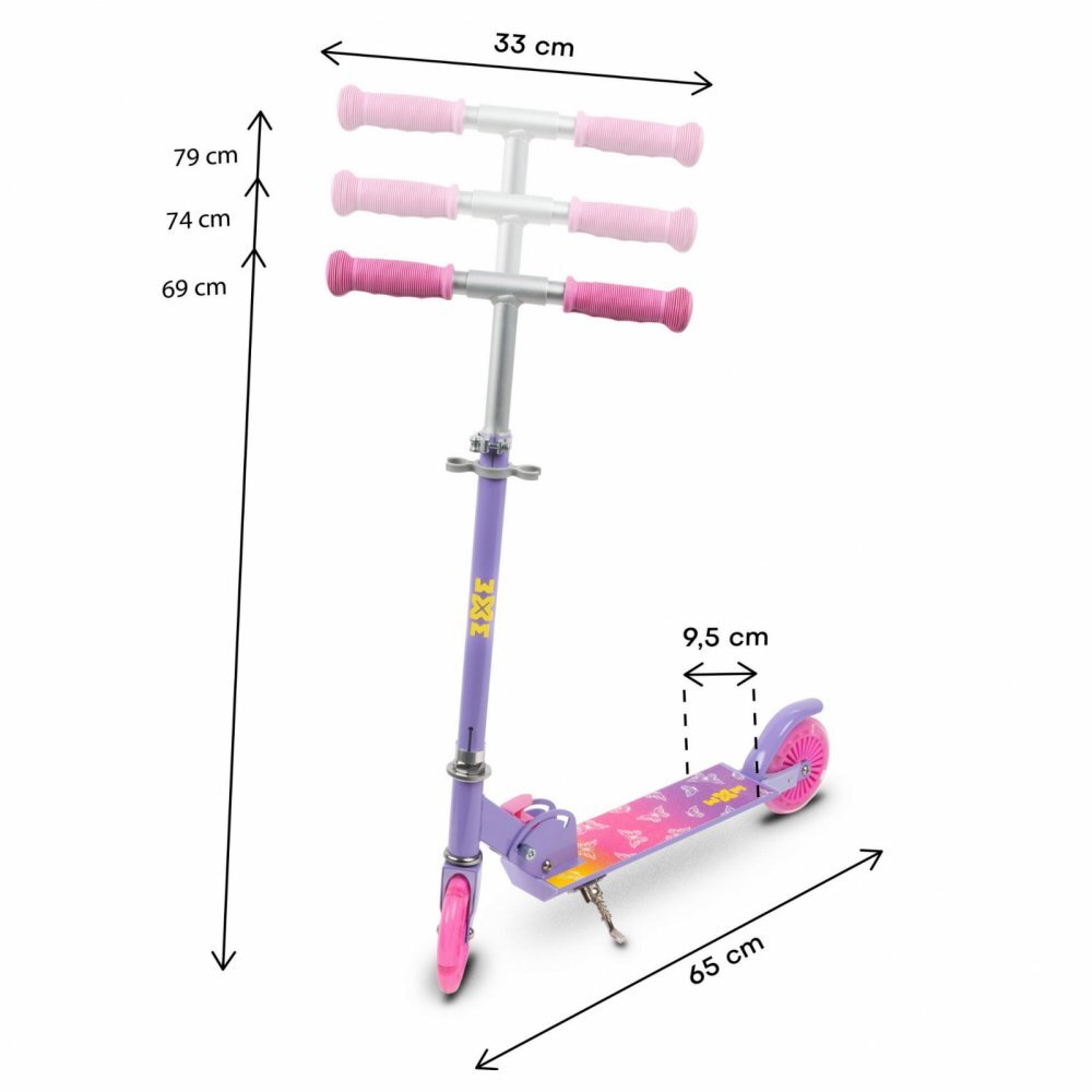 Kidwell Trotineta pentru copii Skipo Butterfly cu 2 roti pliabila roti Led usoara 2 kg 3+ ani pana la 50 kg