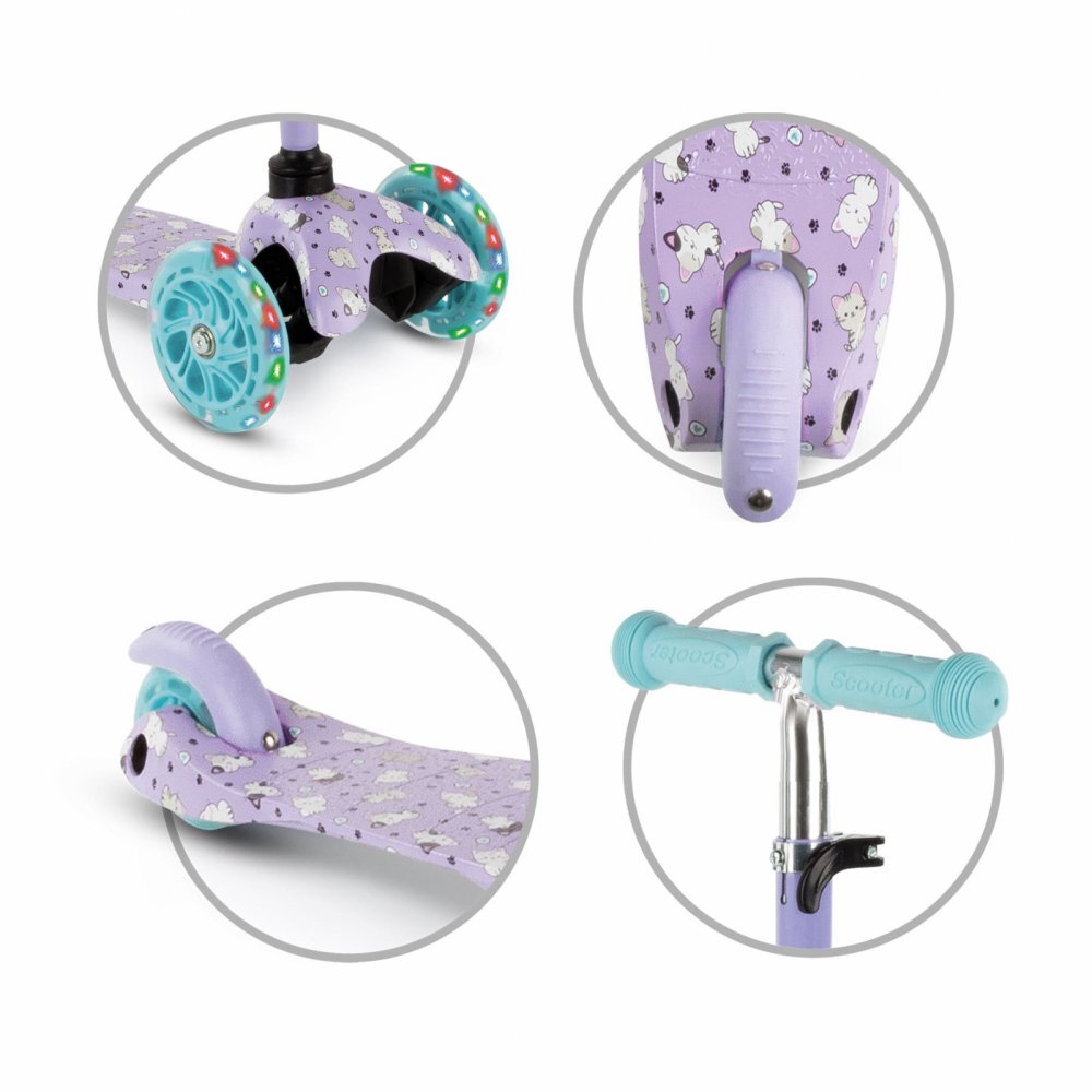 Kidwell Trotineta pentru copii Uno Kitty reglabila roti luminoase 3+ ani pana la 25 kg