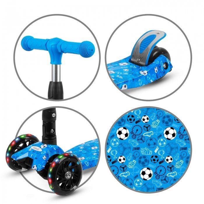 Kidwell Trotineta pentru copii Vento Fotball pliabila cu suspensie roti cu led ghidon din aluminiu reglabil greutate admisa 50 kg varsta 3 ani+