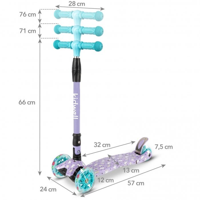 Kidwell Trotineta pentru copii Vento Kitty pliabila roti cu led ghidon din aluminiu reglabil greutate admisa 50 kg varsta 3 ani+