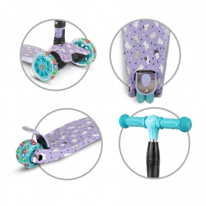 Kidwell Trotineta pentru copii Vento Kitty pliabila roti cu led ghidon din aluminiu reglabil greutate admisa 50 kg varsta 3 ani+