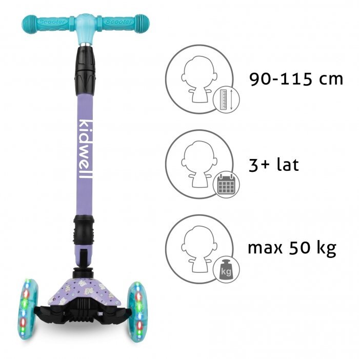 Kidwell Trotineta pentru copii Vento Kitty pliabila roti cu led ghidon din aluminiu reglabil greutate admisa 50 kg varsta 3 ani+