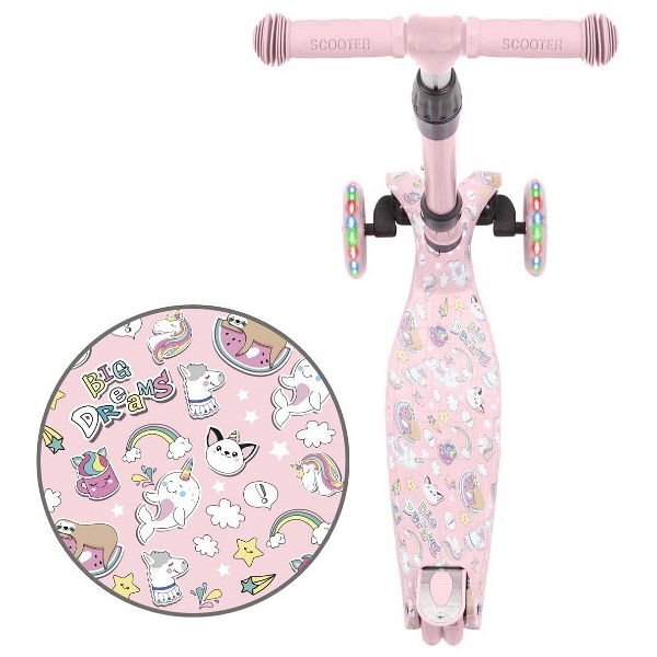Kidwell Trotineta pentru copii Vento Unicorn pliabila cu suspensie roti cu led ghidon din aluminiu reglabil greutate admisa 50 kg varsta 3 ani+