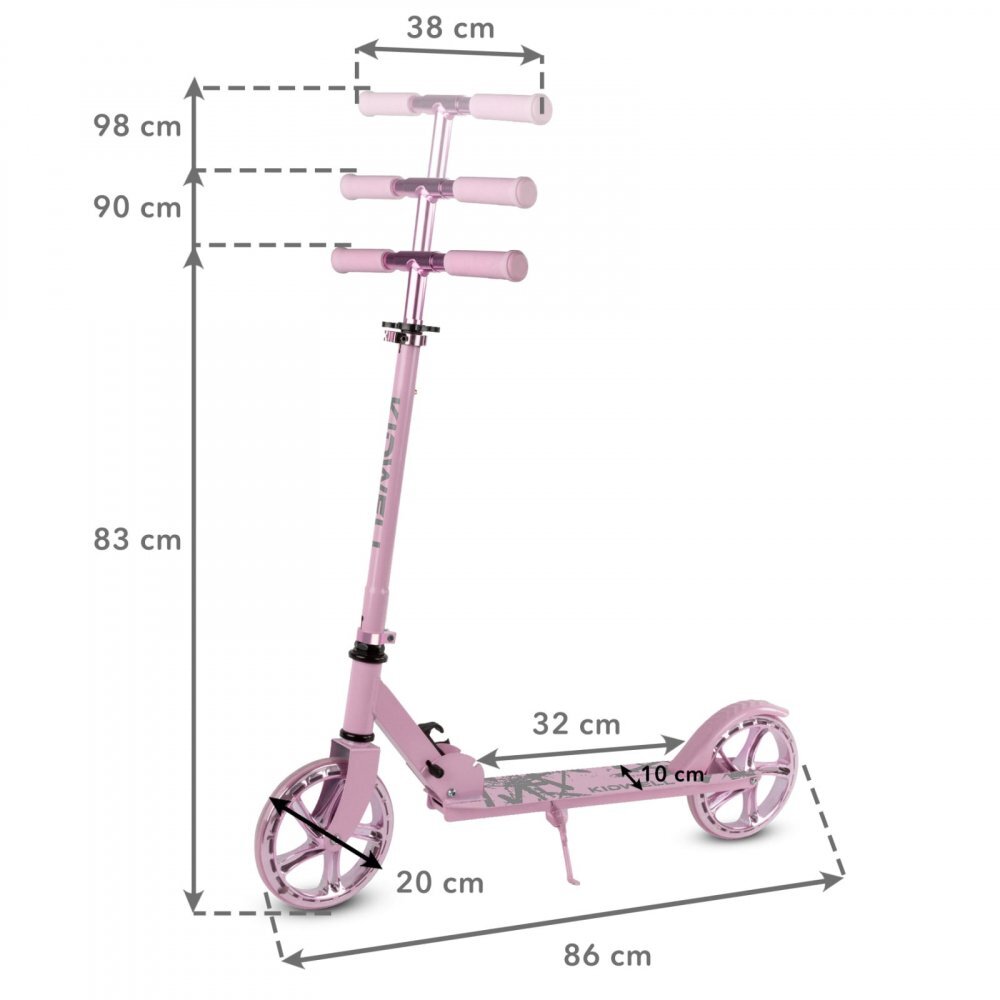 Kidwell Trotineta pliabila Blast Light Pink roti mari 200 mm rulmenti ABEC-7 ultra usoara 3.8 kg 100 kg 8+ ani