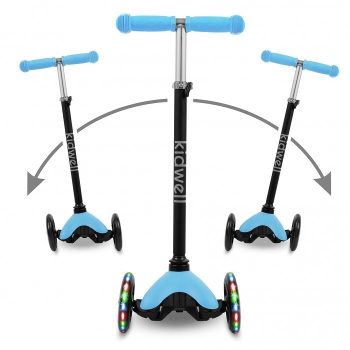Kidwell Trotineta UNO blue 3 roti cu lumini LED ghidon reglabil din aluminiu greutate maxima 25 kg varsta 3 ani+
