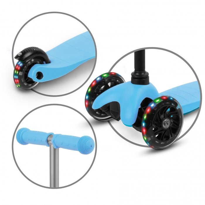 Kidwell Trotineta UNO blue 3 roti cu lumini LED ghidon reglabil din aluminiu greutate maxima 25 kg varsta 3 ani+