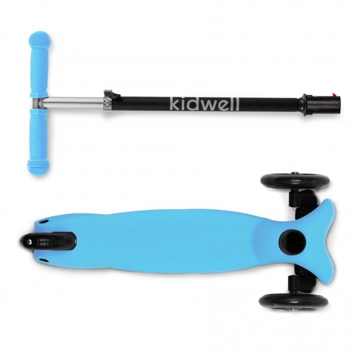 Kidwell Trotineta UNO blue 3 roti cu lumini LED ghidon reglabil din aluminiu greutate maxima 25 kg varsta 3 ani+