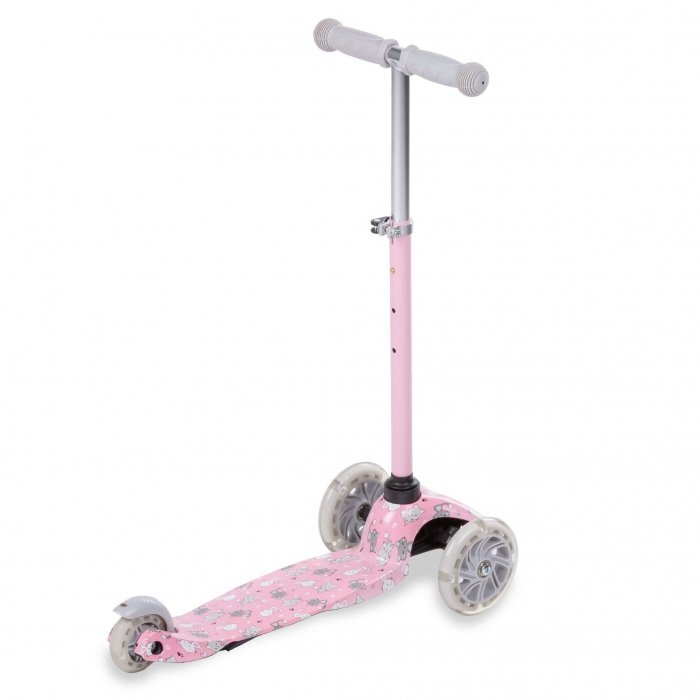 Kidwell Trotineta uno Cats Roz lumini LED ghidon reglabil din aluminiu greutatea admisa 25 kg varsta 3 ani+