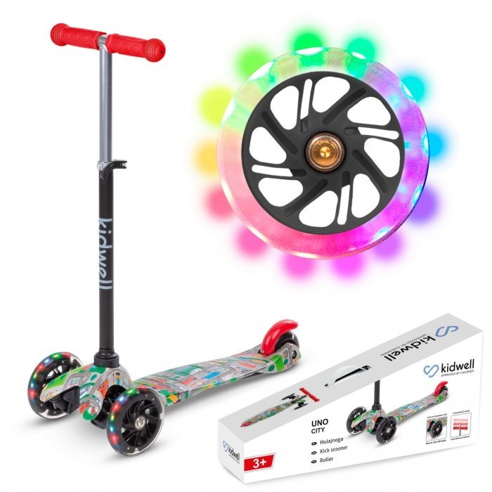 Kidwell Trotineta uno City lumini LED ghidon reglabil din aluminiu greutatea admisa 25 kg varsta 3 ani+