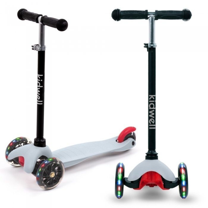 Kidwell Trotineta Uno Gri cu led ghidon din aluminiu reglabil greutate admisa 25 kg varsta 3 ani+