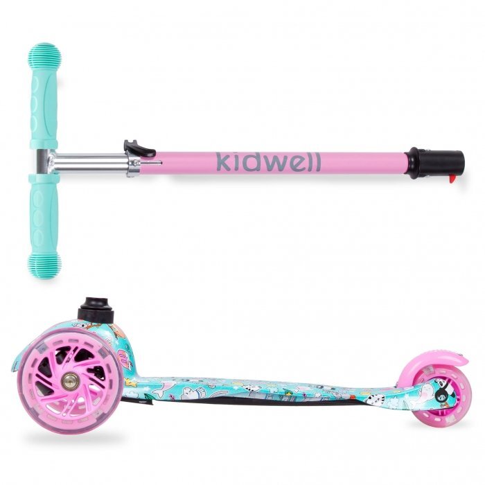 Kidwell Trotineta uno Happy lumini LED ghidon reglabil din aluminiu greutatea admisa 25 kg varsta 3 ani+
