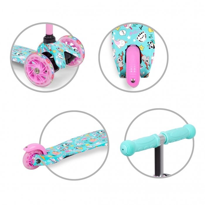 Kidwell Trotineta uno Happy lumini LED ghidon reglabil din aluminiu greutatea admisa 25 kg varsta 3 ani+
