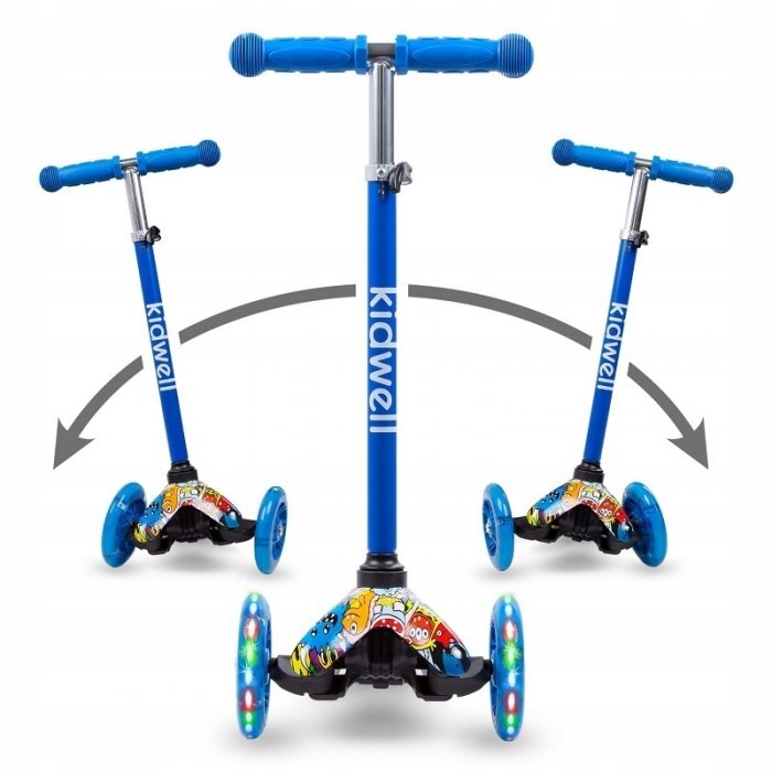 Kidwell Trotineta uno Monsters lumini LED ghidon reglabil din aluminiu greutatea admisa 25 kg varsta 3 ani+