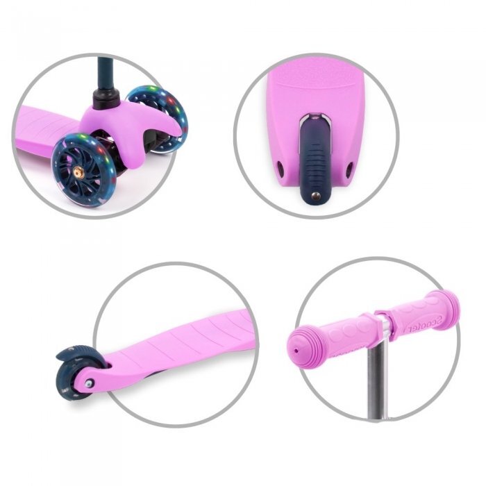 Kidwell Trotineta Uno Violet cu led ghidon din aluminiu reglabil greutate admisa 25 kg varsta 3 ani+