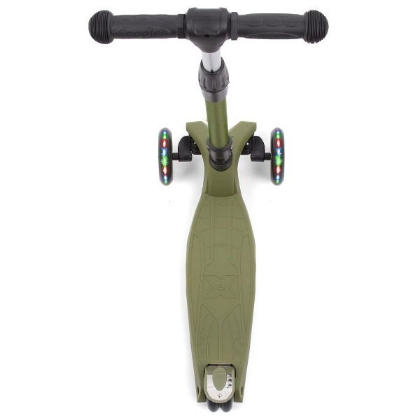 Kidwell Trotineta Vento Khaki pliabila cu suspensie roti cu led ghidon din aluminiu reglabil greutate admisa 50 kg varsta 3 ani+