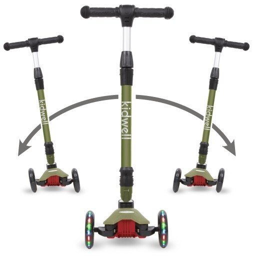 Kidwell Trotineta Vento Khaki pliabila cu suspensie roti cu led ghidon din aluminiu reglabil greutate admisa 50 kg varsta 3 ani+