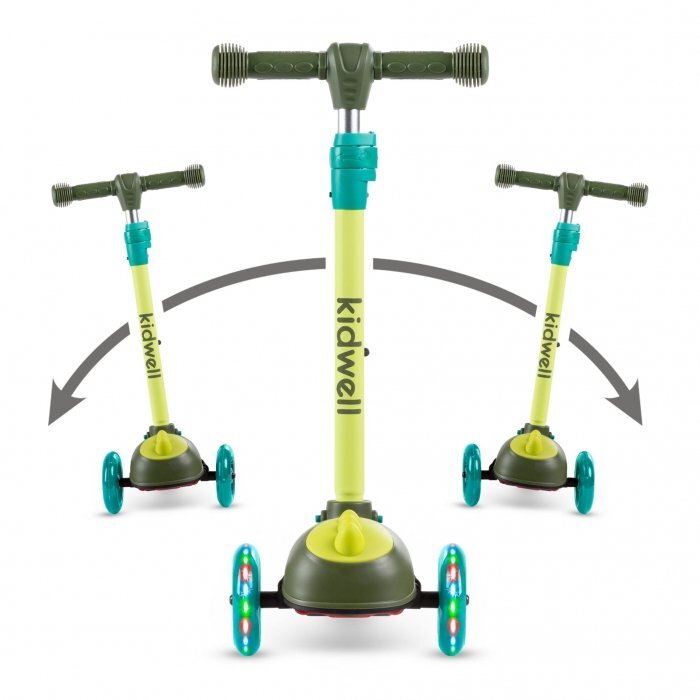 Kidwell Trotineta zoocar Dinosaur lumini LED ghidon reglabil din aluminiu greutate suportata 25 kg varsta 3 ani+