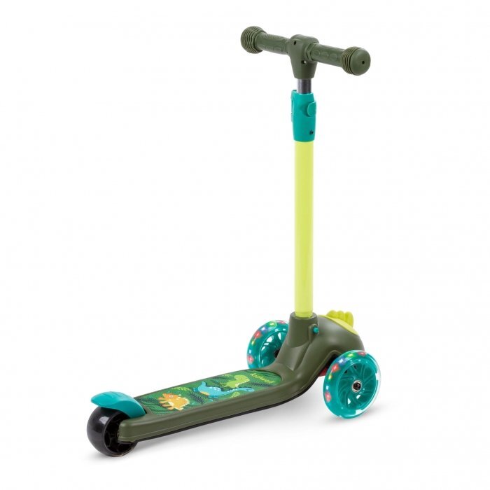 Kidwell Trotineta zoocar Dinosaur lumini LED ghidon reglabil din aluminiu greutate suportata 25 kg varsta 3 ani+