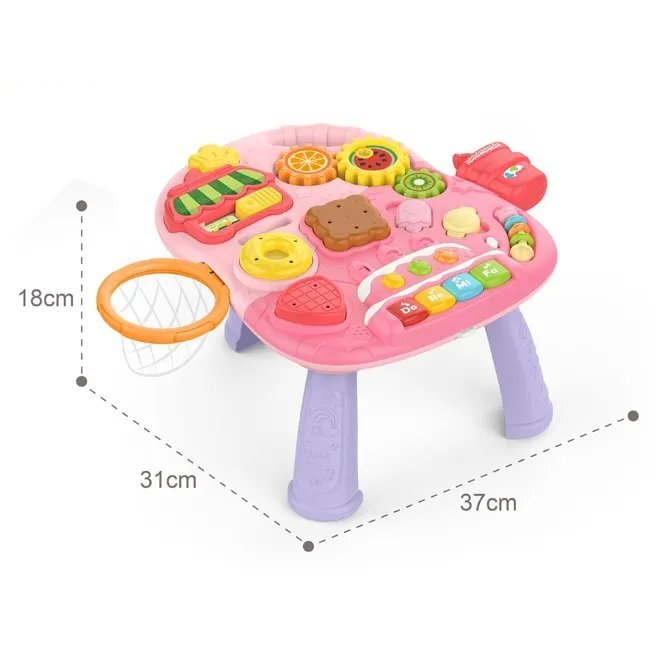 KikkaBoo Antepremergator 2in1 transformabil in masuta de activitati cu panou muzical Candy Party Pink