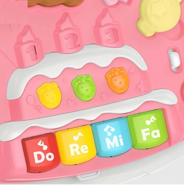 KikkaBoo Antepremergator 2in1 transformabil in masuta de activitati cu panou muzical Candy Party Pink
