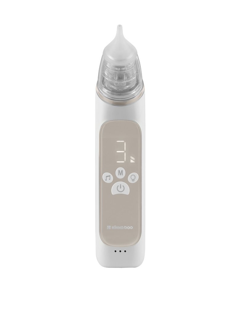 KikkaBoo Aspirator nazal electric Beige pentru bebelusi si copii cu protectie anti-reflux3 nivele aspiratie3 varfuri siliconecran ledbaterie 700mAhmuzica si lumini