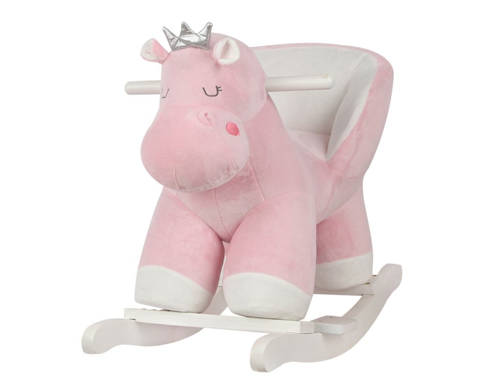 KikkaBoo Balansoar din plus cu baza din lemn si spatar Pink Hipo Princess