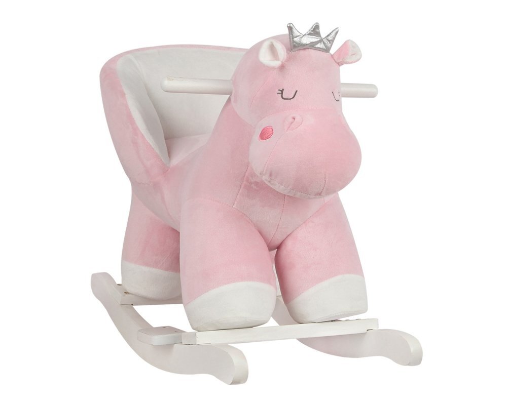 KikkaBoo Balansoar din plus cu baza din lemn si spatar Pink Hipo Princess