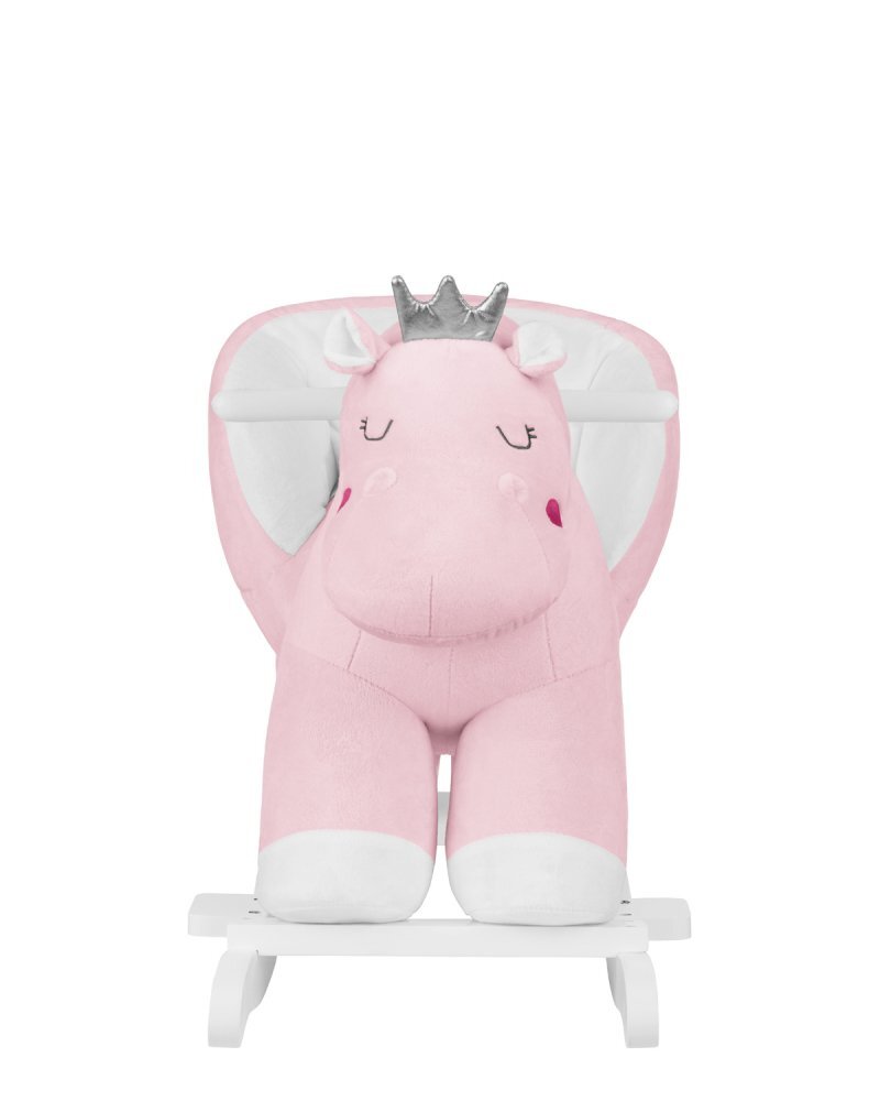 KikkaBoo Balansoar din plus cu baza din lemn si spatar Pink Hipo Princess