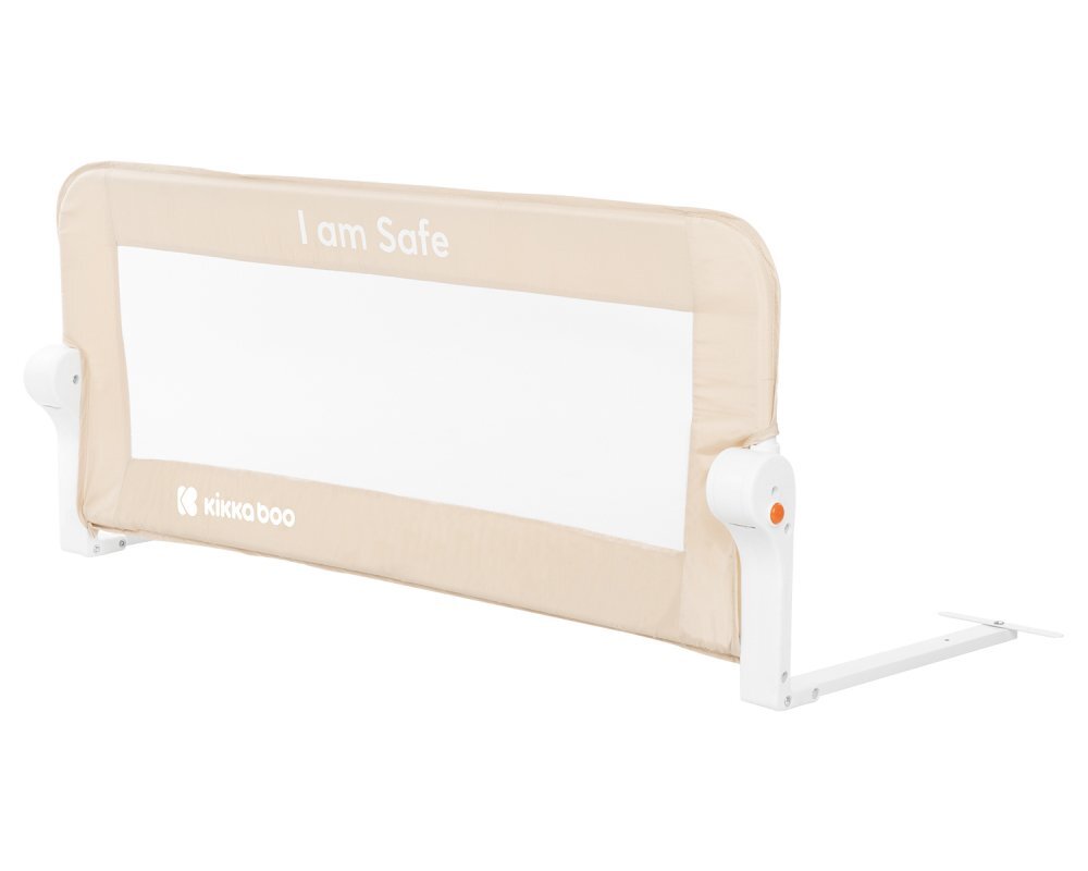 KikkaBoo Bariera de protectie pentru pat copii I am Safe Beige 102 cmrabatabila pentru a permite urcarea sau coborarea copiluluicompatibila cu saltele cu grosime 12-20 cm