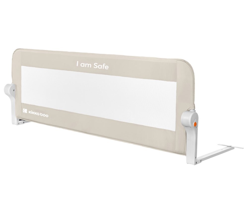 KikkaBoo Bariera de protectie pentru pat copii I am Safe Beige 120 cmfixare stabilarabatabilapotrivita pentru saltele de la 12-20 cmcolturi rotunjitematerial textil de inalta calitate