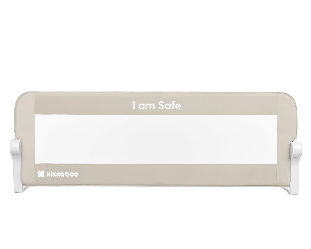 KikkaBoo Bariera de protectie pentru pat copii I am Safe Beige 120 cmfixare stabilarabatabilapotrivita pentru saltele de la 12-20 cmcolturi rotunjitematerial textil de inalta calitate