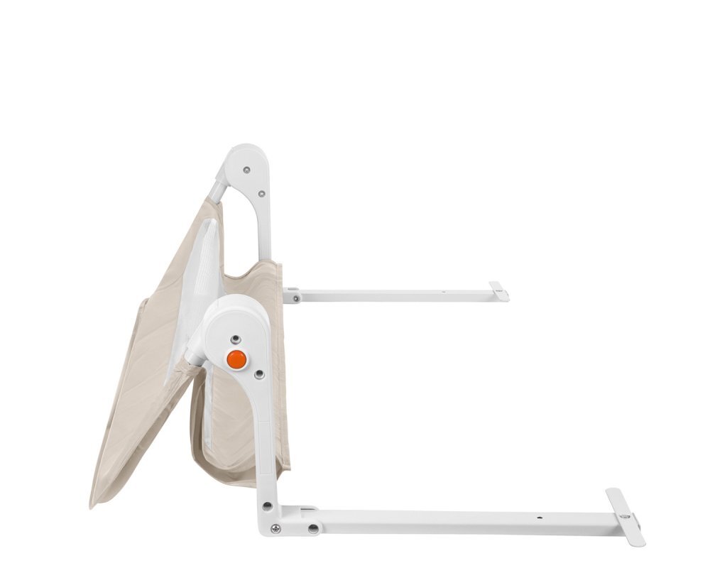KikkaBoo Bariera de protectie pentru pat copii I am Safe Beige 150 cm fixare stabila rabatabila potrivita pentru saltele de la 12-20 cmcolturi rotunjitematerial textil de inalta calitate