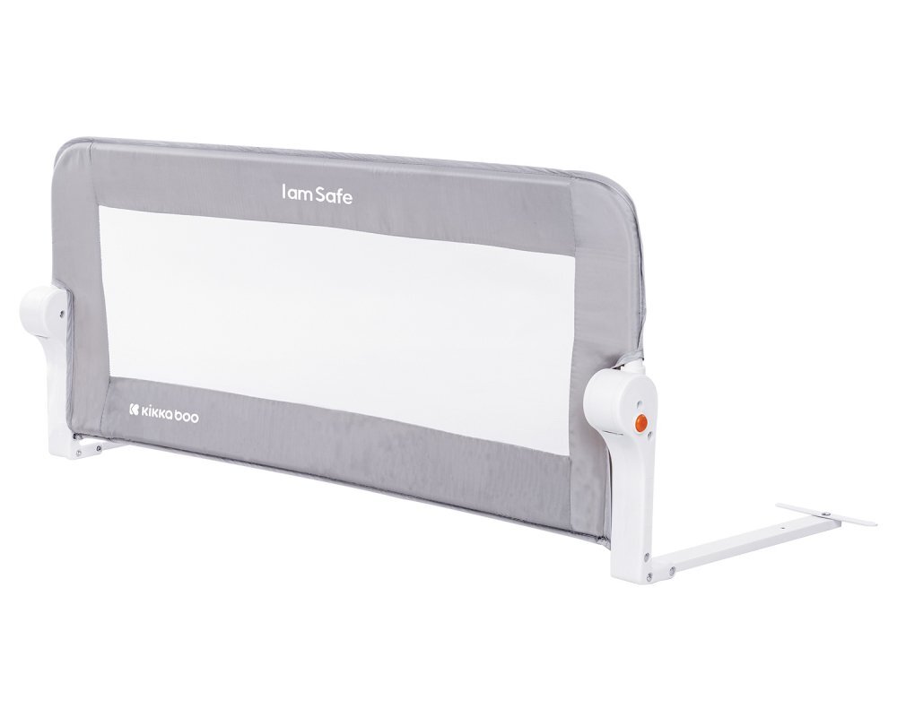KikkaBoo Bariera de protectie pentru pat copii I am Safe Grey 102 cmrabatabila pentru a permite urcarea sau coborarea copiluluicompatibila cu saltele cu grosime 12-20 cm